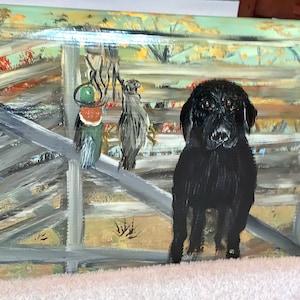 Black Labrador Retriever and Duck  Hand Painted Rural Mailbox