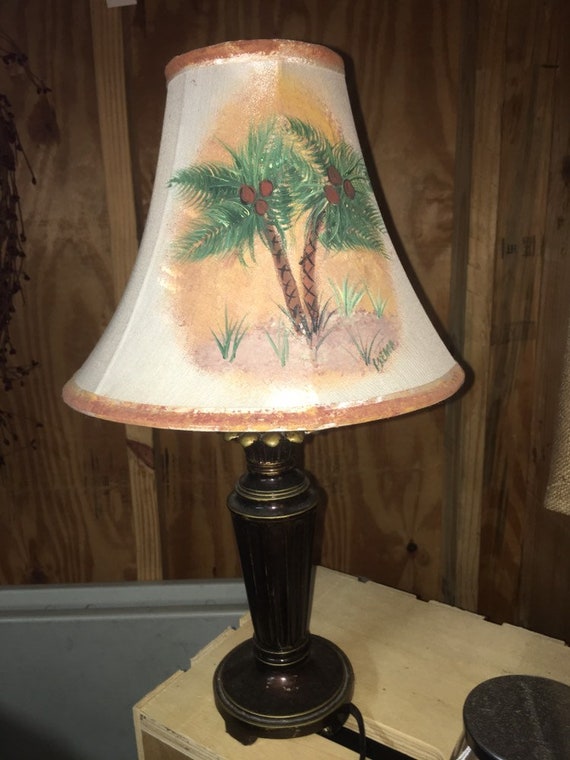 Palm Tree Painted Lamp Etsy