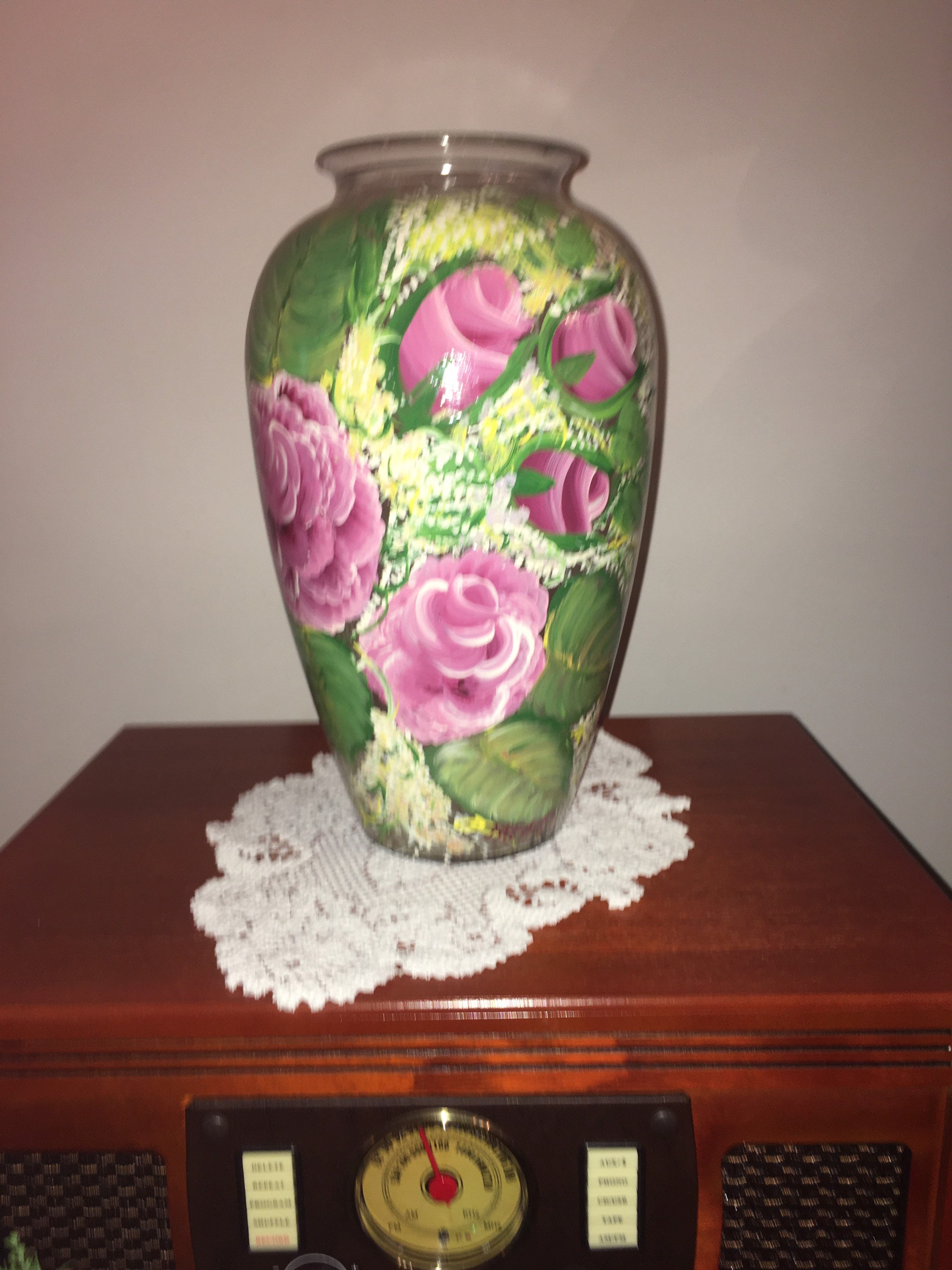 Decorative Hand Painted Pink Roses Vase - Etsy