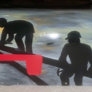 Builder / Construction Worker Silhouette Hand Painted Rural Mailbox