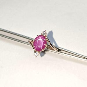 Beautiful Lindy Pink Star Sapphire Engraved Ring, Victorian Sapphire Engagement Ring, Birthstone Pink Sapphire Wedding Band For Women