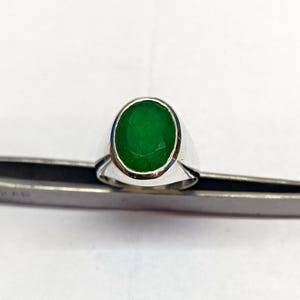 Natural Emerald Men&#39;s Ring, Solid 925 Sterling Silver Emerald Signet Ring, Astrology Panna Ring, Birthstone Emerald Jewelry, Handmade Ring.