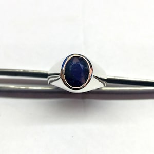 Natural Certified Blue Sapphire Ring, Astrology Sapphire Ring, September Birthstone Ring, Vintage Sapphire Signet Ring, Neelam Men&#39;s Ring.