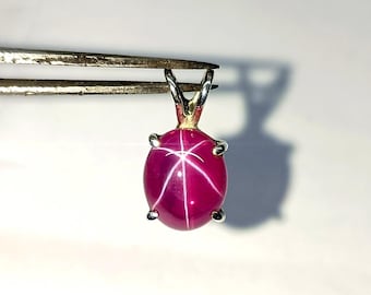 Pingente de rubi vermelho genuíno com estrela, colar de rubi vermelho com estrela em prata esterlina 925, pingente delicado para presente de amor, joia de rubi, presente de aniversário