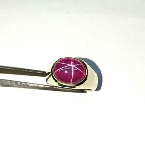 Deep Red Cabochon Star Ruby Ring, Silver Plated Men&#39;s Ruby Ring, Vintage Antique Brass Signet Ring, Oval Cut Star Ruby Birthday Gift For Him