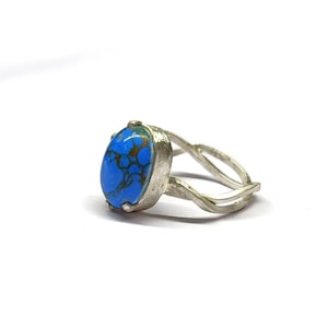 Natural Blue Turquoise Gemstone Ring, 925 Sterling Silver Handmade Zig Zag Ring, Astrology Firoza Ring, Turquoise Ring For Men & Women