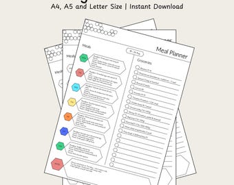 Weekly Meal Planner Printable: Color & B/W, Grocery List (PDF Download)
