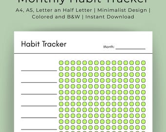 Suivi des habitudes mensuelles minimaliste imprimable | Suivi de 30 jours (PDF)