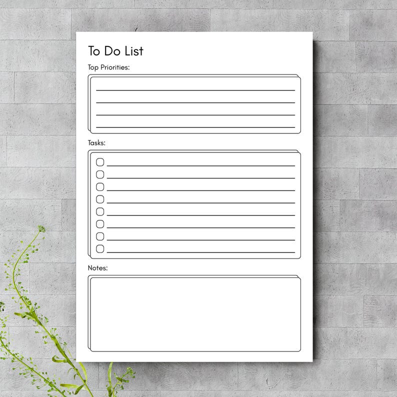 Minimalist to Do List Printable | Daily Task Planner (PDF) - Etsy