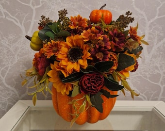 Artificial Floral Halloween Pumpkin Seasonal