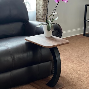 Coffee Table - C Shaped Side Table – Modern Wood End Table – Small Couch Table – Minimalist Accent Table – Sofa Table – Laptop Snack Stand