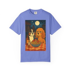 Camiseta con estampado de perros espaguetis gruñones: camisa bohemia unisex Flo Blue