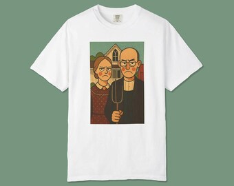 Camiseta de arte vintage unisex de estilo gótico americano gruñón