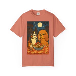 Camiseta con estampado de perros espaguetis gruñones: camisa bohemia unisex Terracotta