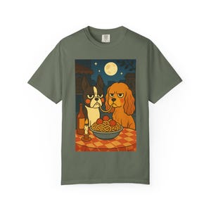 Camiseta con estampado de perros espaguetis gruñones: camisa bohemia unisex Moss
