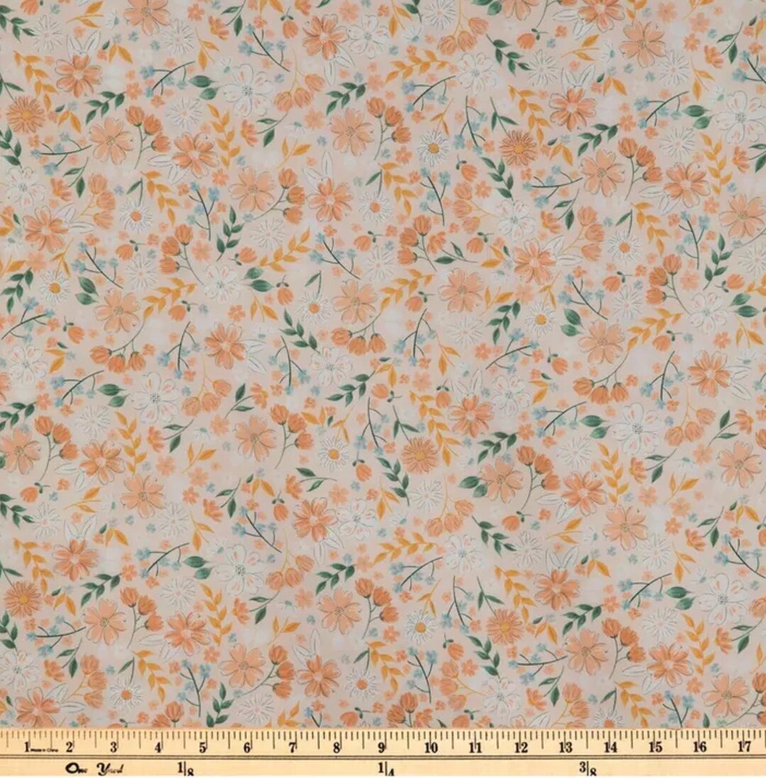 Yard Ripper Peach Peach Floral Cotton Fabric by the Yard - Etsy