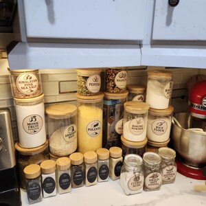 Home Cook’s Pantry Kit – 30-Piece Glass Jar Set with Custom Labels – Bamboo Lids & Airtight Food Storage