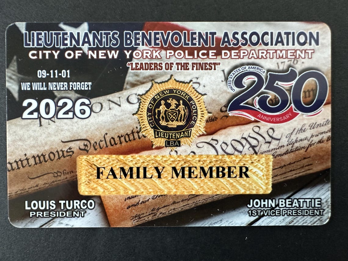 Lba Number Memory Card Lieutenants Benevolent Association 2026 Family Member PBA LBA Card - Etsy