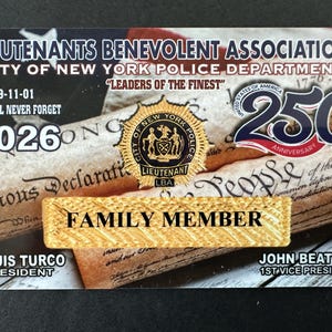 Lieutenants Benevolent Association 2026 Family Member PBA LBA Card