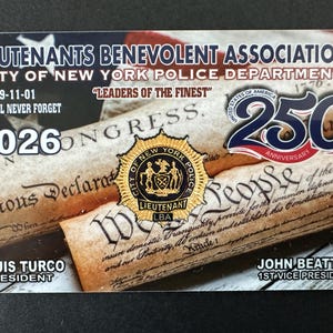 Lieutenant  Benevolent Association 2026 LBA PBA Card