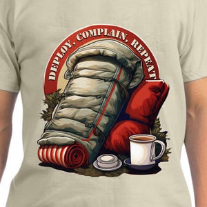 Veteran Humor Shirt - Deploy, Complain, Repeat - Military Gift for Veterans and Active Duty Military