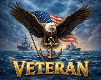 NAVY Veteran Stickers, Magnets and DTG Patches – NAVY Eagle at Sea Design (Waterproof Vinyl)