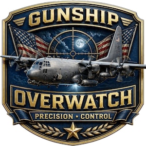 C-130 Gunship Stickers, Magnets, Patches - AC-130 Aircraft Decal, Night Ops Overwatch - Tactical Air Support