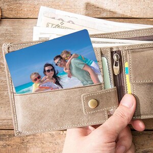 Cartão de metal com imagem/texto personalizado, cartão de inserção de carteira dupla face com impressão colorida personalizada para bilhete de amor, marido, esposa, família