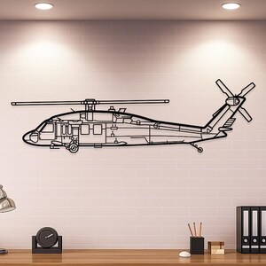 UH-60 BlackHawk Silhouette Metal Wall Art, Helicopter Metal Wall Art, Helicopter Silhouette, Airplane Wall Art, ManCave, Office, Living Room