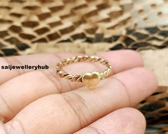 Handmade Copper Heart Ring: Brass Spiral Wire Statement Ring