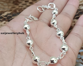 Handmade Sterling Silver Beaded Bracelet: Elegant Minimalist Chain