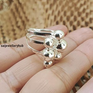 Handmade Sterling Silver Ball Cluster Ring: Boho Statement Jewelry