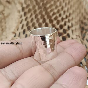 Chunky Hammered Silver Ring, 925 Sterling Silver, Wide Band Ring for Women, Handmade Thumb Ring, Boho Ring, Statement Ring All Size SR61