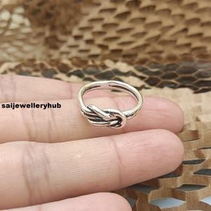 Handmade Knot Ring in 925 Sterling Silver, Couple Promise Ring, Dainty Silver Ring for Girls, Unique Knot Design Jewelry, All Size SR89
