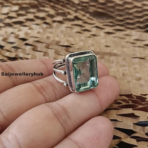 Handmade Aquamarine Gemstone Ring: 925 Sterling Silver Statement Ring