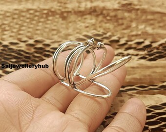 Handmade Sterling Silver Bypass Ring: Modern Open Wire Statement Jewelry