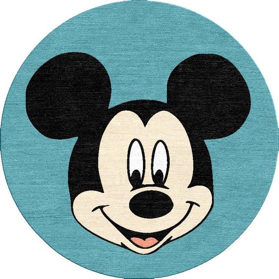 Mickey Mouse Cartoon Design, Face Rug for Room, Hand-tufted Wool