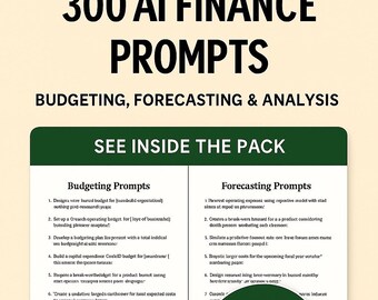 300 AI Finance Prompts: Budgeting, Forecasting & Analysis PDF for ChatGPT, Copilot, Notion | Instant Download