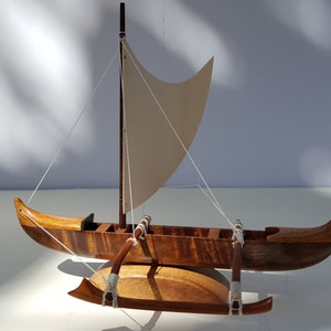 Mini Hawaiian Fishing Canoe with sail in gift box