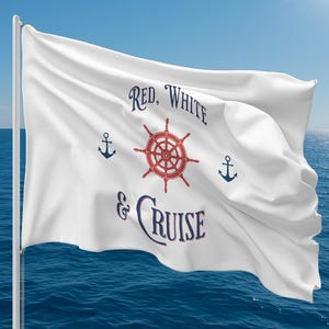 Red White and Cruise Double Sided Boat Flag Patriotic Nautical Flag for 4th of July Pontoon or Marina Decor, Summer Lake Life Banner 4 Sizes