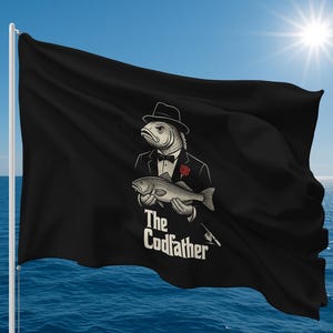 Codfather Dubbelsidig Båtflagga Rolig Fiskeflagga För Båtägare, Ponton- eller Marinadekor, Fiskarpresent, Finns i 4 Storlekar