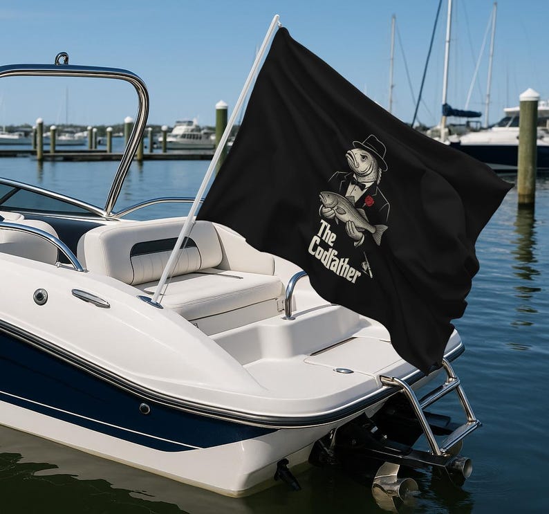 The Codfather Double Sided Boat Flag Funny Fishing Nautical Flag for ...