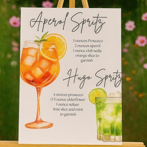 Aperol Spritz Bar Menükarte Party Menü Digital 2025 | Aperol Spritz Hugo Spritz Signature Cocktail | Sofortiger Download PDF Printable | Spritz Bar