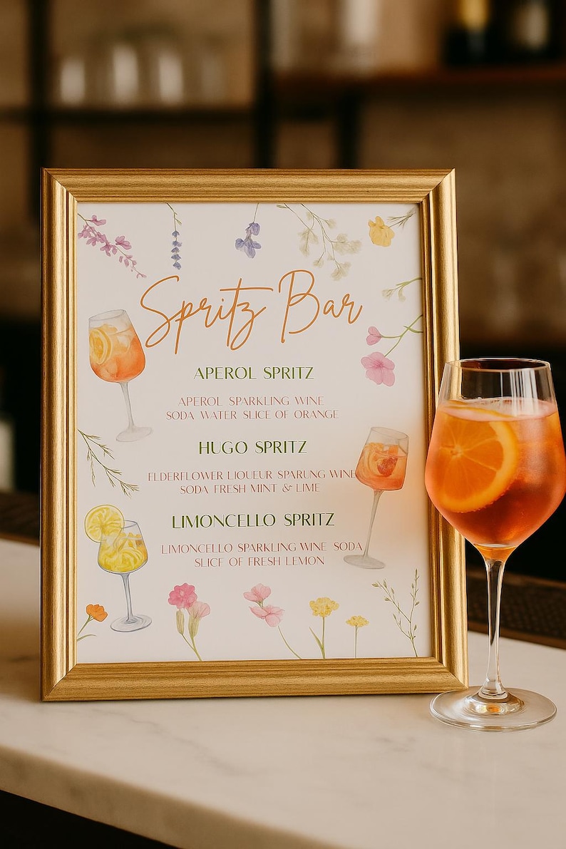 Aperol Spritz Bar Sign: Wedding Cocktail Menu, Editable Template - Etsy UK