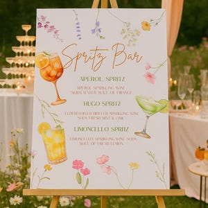 Aperol Spritz Bar Schild | Hochzeit Bar Zeichen | Cocktailbar-Speisekarte | Limoncello Hugo Spritz | Leinwand Vorlage | Spritz Bar