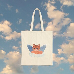 Y2K aesthetic tote bag - Back to School bag - Gift for teens - Catlover - Angelcore