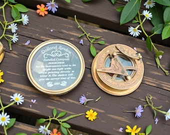 Dolland London Sonnenuhr Kompass Antiker Messing Nautischer Taschenkompass Vintage Maritime Navigation Sammlerstück Geschenk - Ideales Geschenk für Freund