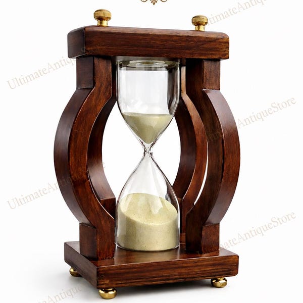 Clessidra in legno con scacchiera, clessidra da dieci minuti, timer decorativo da scrivania e per la casa da 7 pollici, decorazione nautica vintage per ufficio, regalo unico