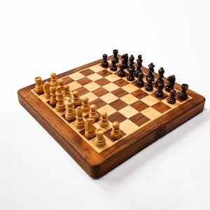 Magnetisches Schachspiel Holz Klappbrett Handgefertigt Reise Spiel Mit Interner Aufbewahrung Klassisches Geschenk Für Erwachsene Massivholz