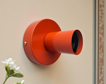 Industrial Orange Wall Sconce, Modern Minimalist E26 Light, Retro Bedside Lamps, Living Room Home Decor, Hotel Bedroom Vanity Light Fixtures